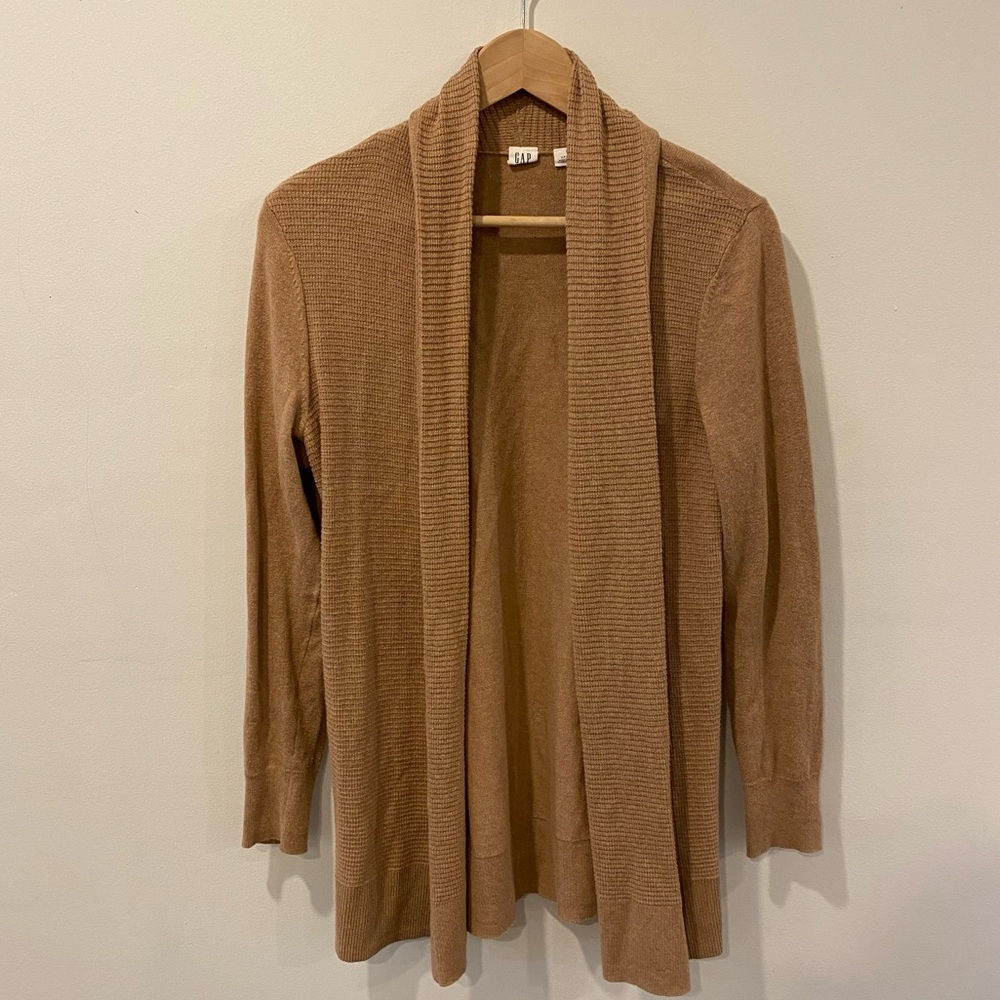 Gap drapey cardigan size small tan brown long knit sweater